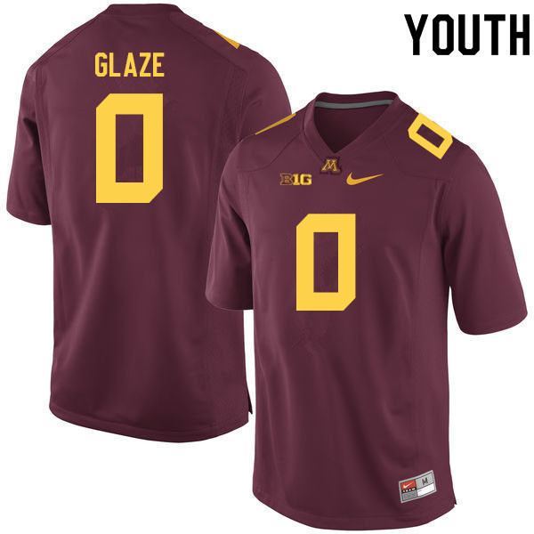 Youth #0 Jalen Glaze Minnesota Golden Gophers College Football Jerseys Sale-Maroon - Click Image to Close